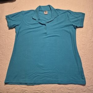 Malfini women's size 2XL Aqua polo shirt 5 button up closure EUC